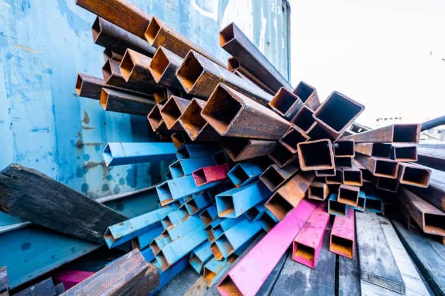 Scrap metal collected during a construction job