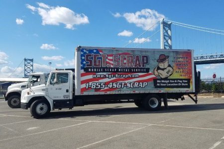 Truck with Sgt. Scrap logo and advertising